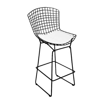 Banqueta Bertoia Preta D80 Assento Branco