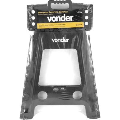 Banqueta Plástica Dobrável Preta Altura 450 Mm - Vonder
