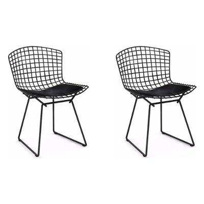 Kit 2 Cadeiras Bertoia Preta Com Assento Preto
