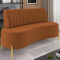 Sofá 2 Lugares 160cm Pés Aço Dourado Tamar Veludo Terracota Z08 - Mpozenato - 2