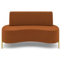 Sofá 2 Lugares 160cm Pés Aço Dourado Tamar Veludo Terracota Z08 - Mpozenato - 5