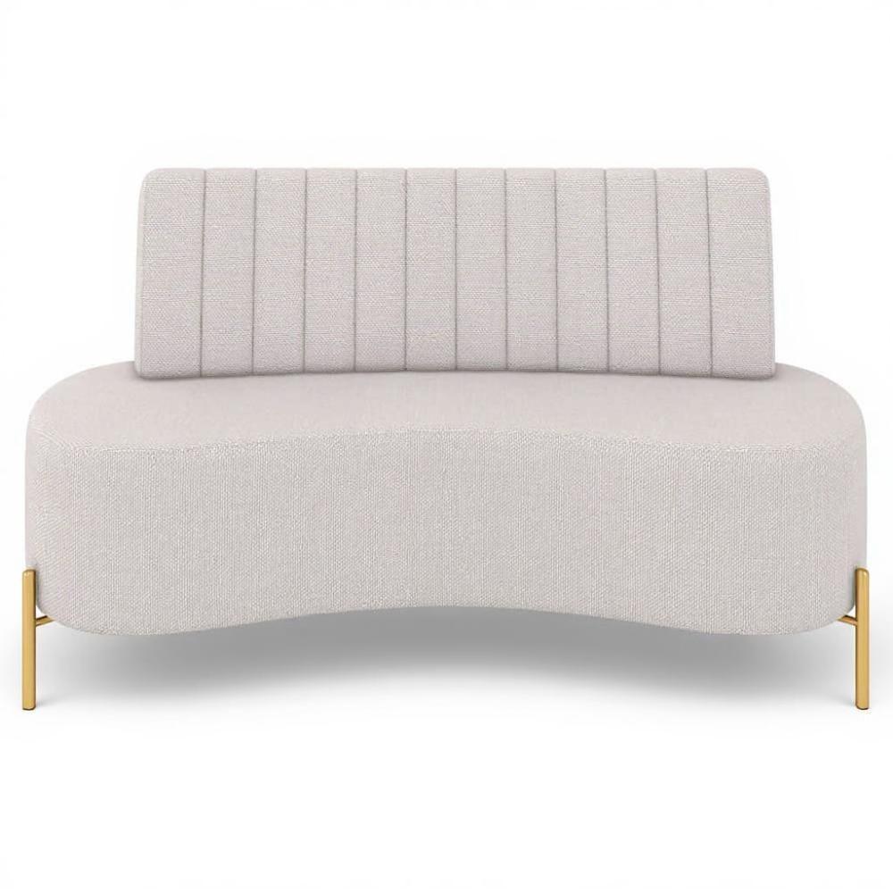 Sofá 2 Lugares 160cm Pés Aço Dourado Tamar Linho Bege Z08 - Mpozenato - 5