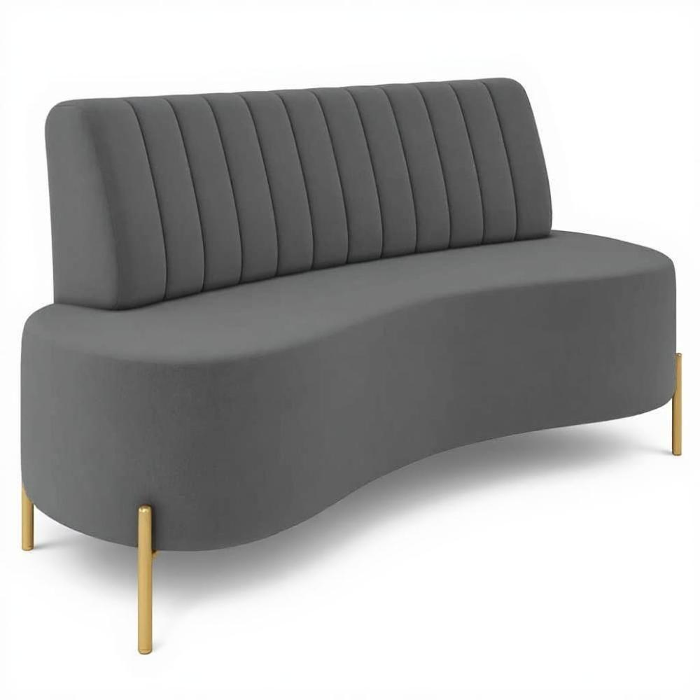Sofá 2 Lugares 160cm Pés Aço Dourado Tamar Veludo Grafite Z08 - Mpozenato - 2