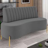 Sofá 2 Lugares 160cm Pés Aço Dourado Tamar Veludo Grafite Z08 - Mpozenato - 1