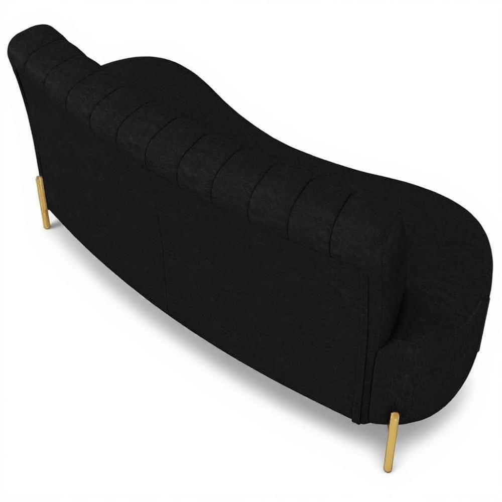 Sofá 2 Lugares 160cm Pés Aço Dourado Tamar Sintético Preto Z08 - Mpozenato - 7