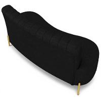 Sofá 2 Lugares 160cm Pés Aço Dourado Tamar Sintético Preto Z08 - Mpozenato - 7