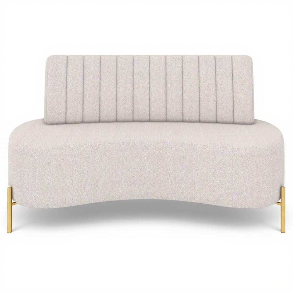 Sofá 2 Lugares 135cm Pés Aço Dourado Tamar Boucle Bege Z08 - Mpozenato - 5