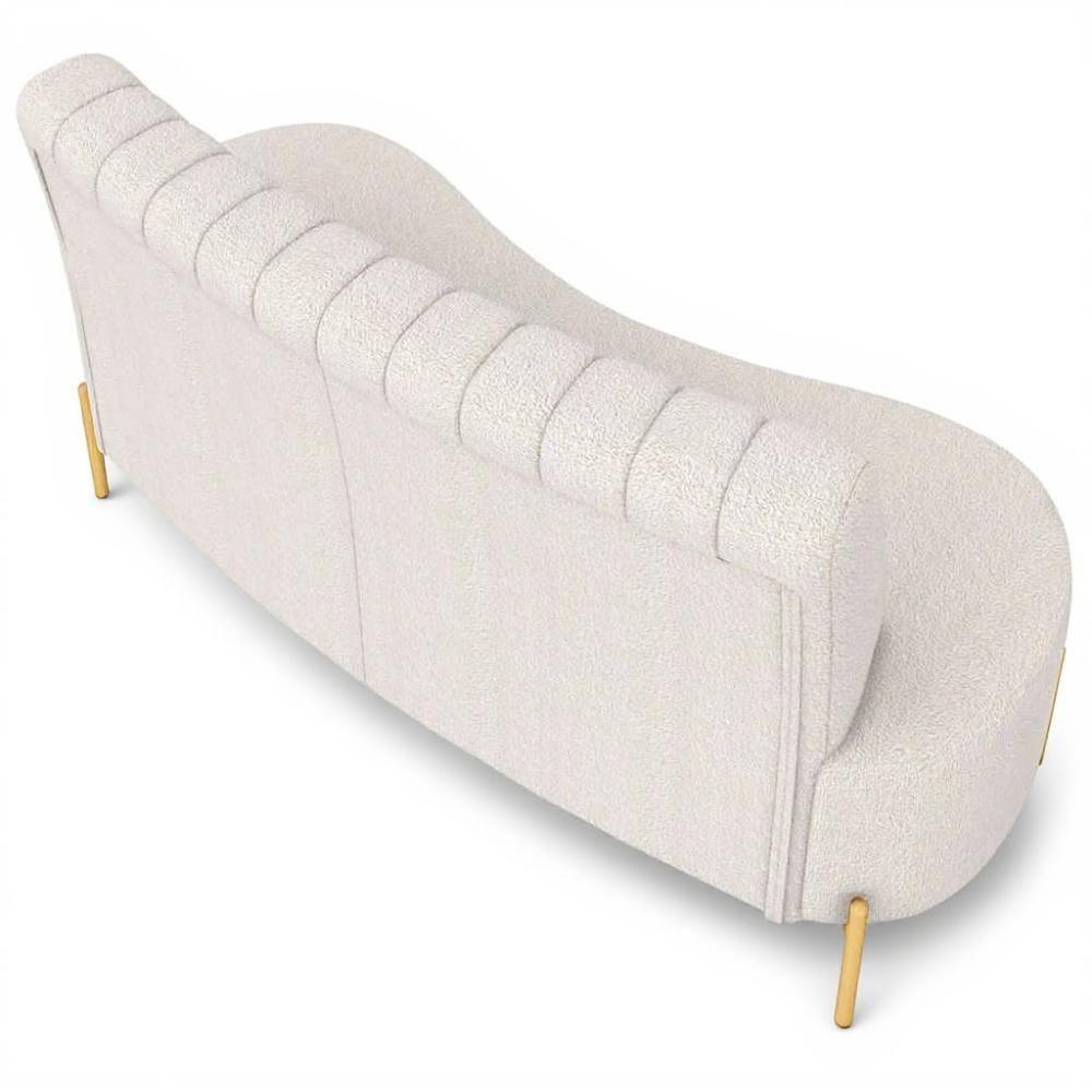 Sofá 2 Lugares 135cm Pés Aço Dourado Tamar Boucle Bege Z08 - Mpozenato - 7