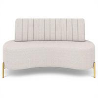 Sofá 2 Lugares 135cm Pés Aço Dourado Tamar Boucle Bege Z08 - Mpozenato - 5