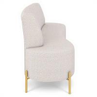 Sofá 2 Lugares 135cm Pés Aço Dourado Tamar Boucle Bege Z08 - Mpozenato - 6