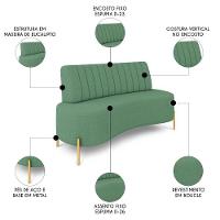 Sofá 2 Lugares 160cm Pés Aço Dourado Tamar Boucle Verde Z08 - Mpozenato - 3