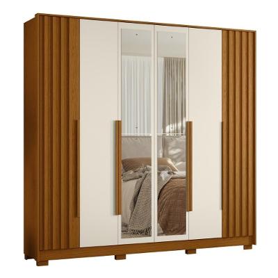 Guarda Roupa Casal 237cm Com Espelho Vinna A02 Off/cinamomo - Mpozenato