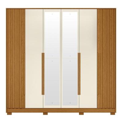 Guarda Roupa Casal Vinna A02 6 Portas de Bater 4 Gavetas Off-Cinamomo Mpozenato