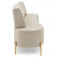 Sofá 2 Lugares 135cm Pés Aço Dourado Tamar Veludo Bege Z08 - Mpozenato - 3