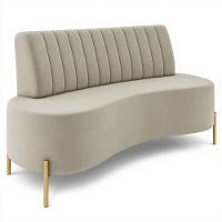 Sofá 2 Lugares 135cm Pés Aço Dourado Tamar Veludo Bege Z08 - Mpozenato - 5
