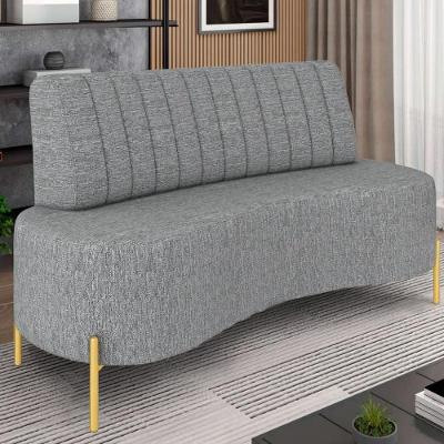 Sofá 2 Lugares 135cm Pés Aço Dourado Tamar Linho Cinza Z08 - Mpozenato