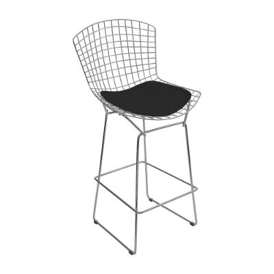 Banqueta Bertoia Cromada D70 Assento Sintético Preto