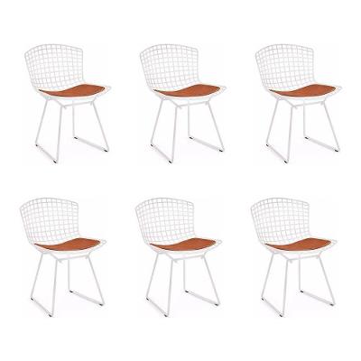 Kit 6 Cadeiras Bertoia Branca Com Assento Cobre