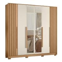 Guarda Roupa Casal 237cm Com Espelho Vinna A02 Off/freijó - Mpozenato - 1