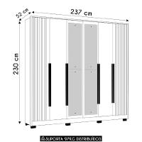 Guarda Roupa Casal 237cm Com Espelho Vinna A02 Off/freijó - Mpozenato