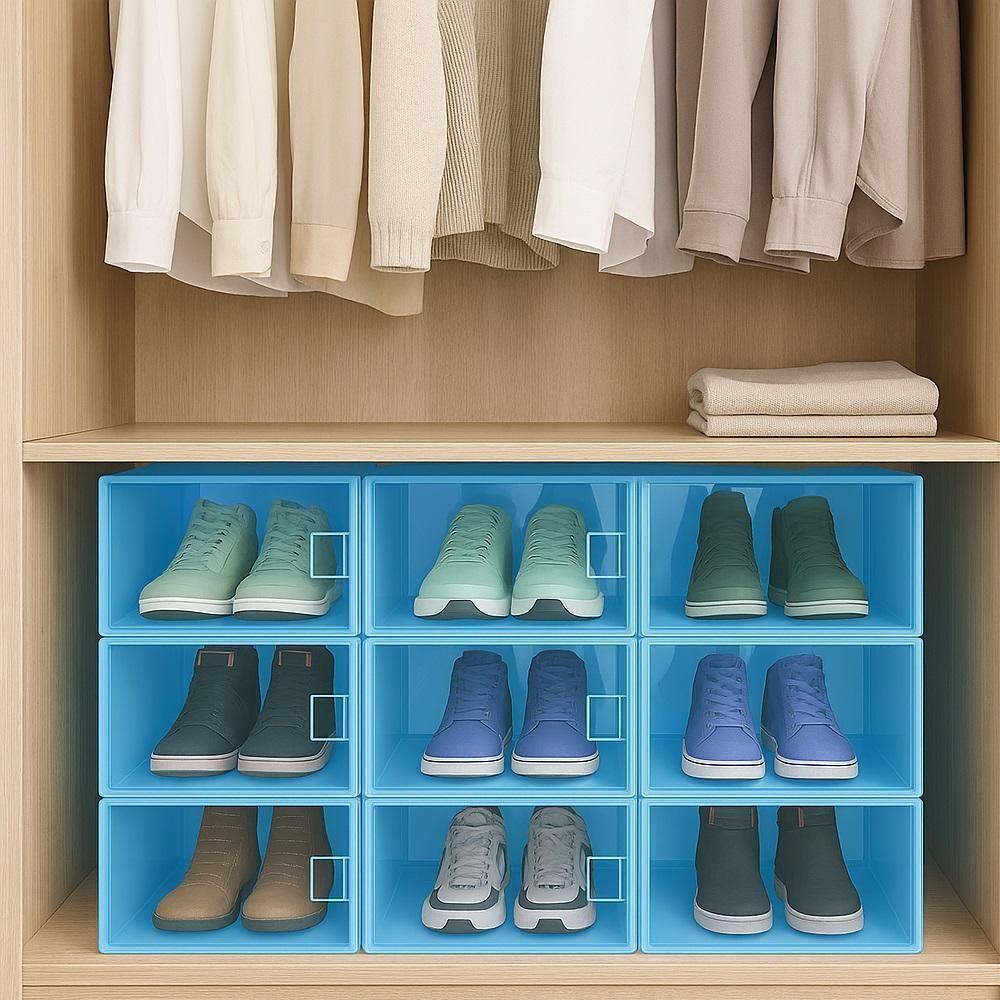 Kit 6 Multiuso Dobravel Box Sapatos Caixa Empilhavel Tampa Organizacao Closet Quarto Guarda Roupa - 2