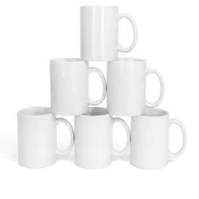 Kit 6 Ceramica Branca Caneca 325ml Conjunto Porcelana Classe Aaa Dtf Uso Diario Luxo Premium
