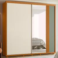 Guarda Roupa Casal 240cm Com Espelho Aline Flex A02 Off/sálvia - Mpozenato - 2