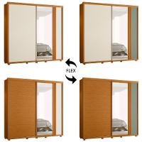 Guarda Roupa Casal 240cm Com Espelho Aline Flex A02 Off/sálvia - Mpozenato - 5