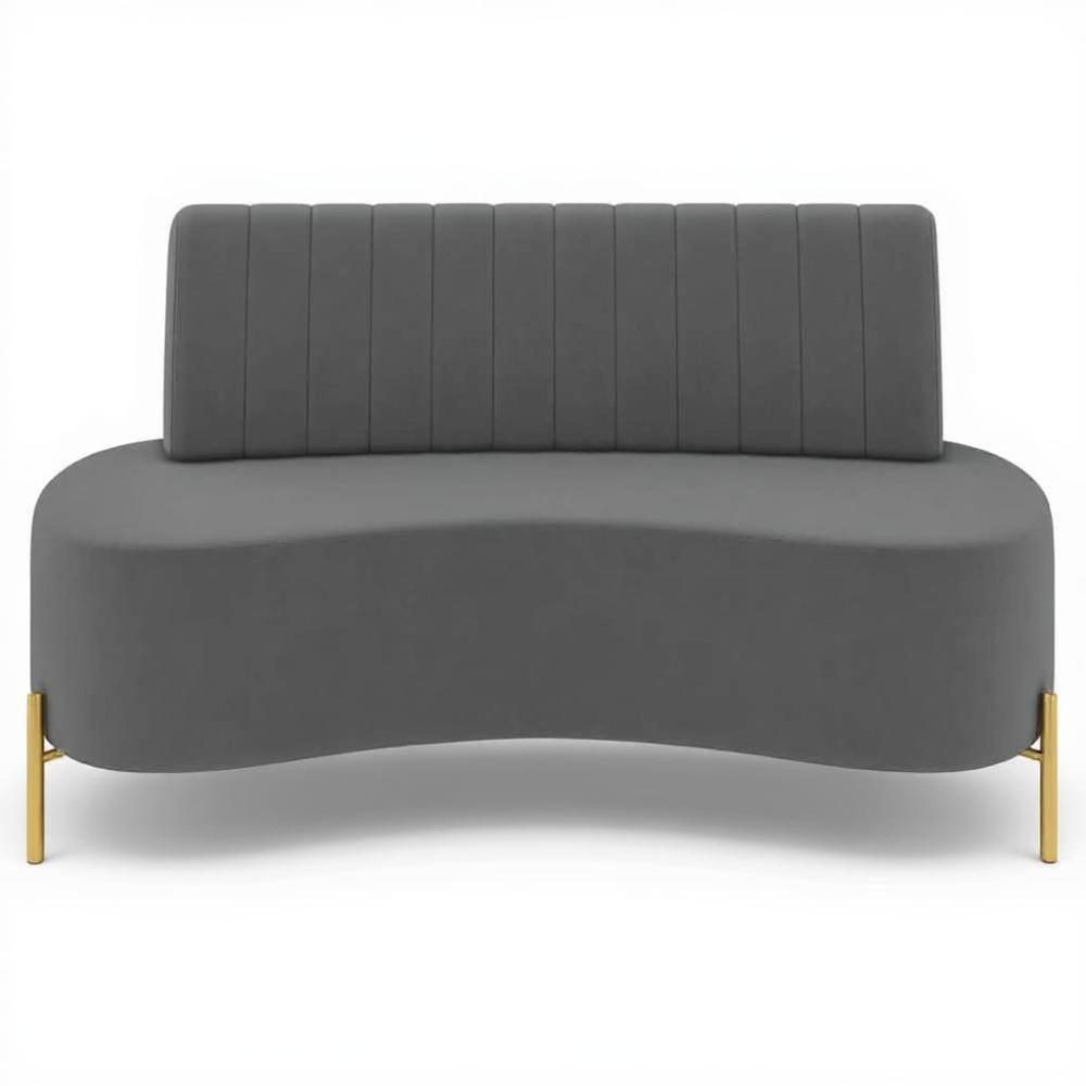 Sofá 2 Lugares 135cm Pés Aço Dourado Tamar Veludo Grafite Z08 - Mpozenato - 5