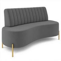 Sofá 2 Lugares 135cm Pés Aço Dourado Tamar Veludo Grafite Z08 - Mpozenato - 2