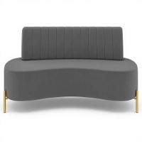 Sofá 2 Lugares 135cm Pés Aço Dourado Tamar Veludo Grafite Z08 - Mpozenato - 5