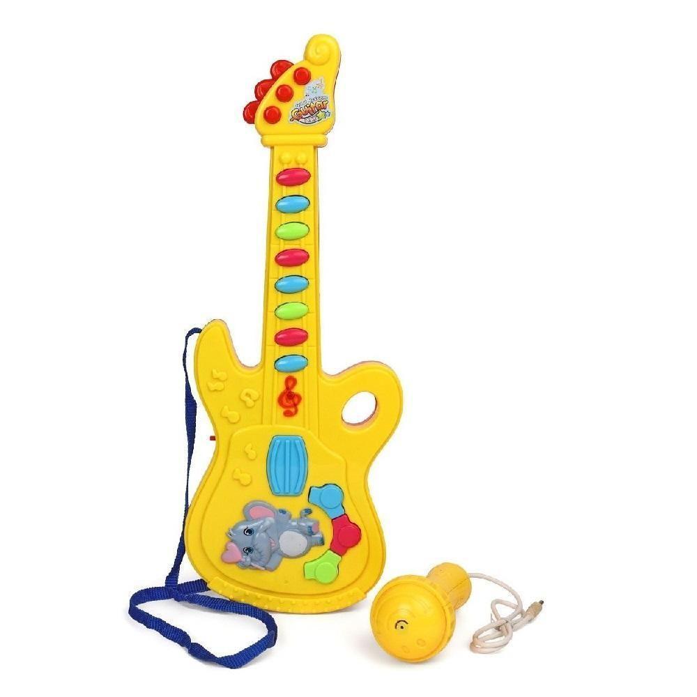 Guitarra Infantil Microfone Karaoke Eletrica Som E Luz Musical Bebe Criança - 1