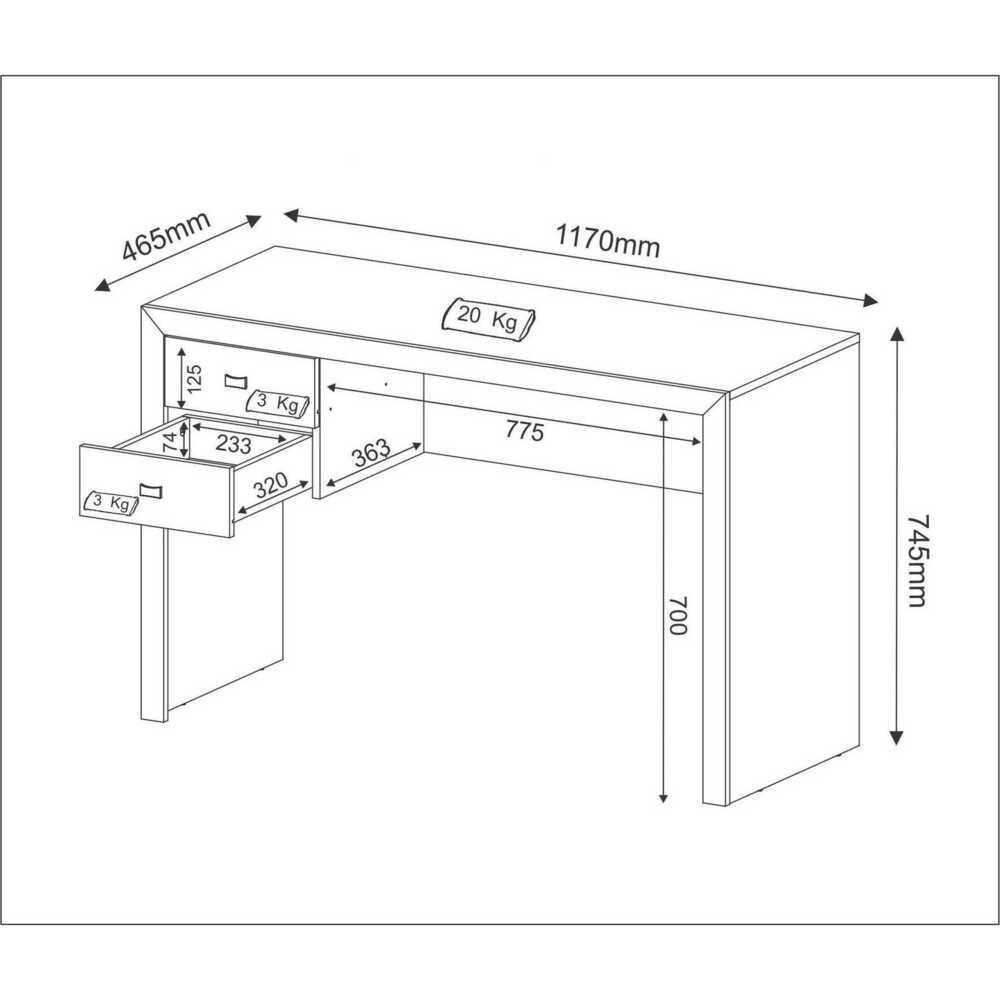 Escrivaninha Com 2 Gavetas Multimóveis Cr25030 Nogal - 3