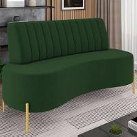 Sofá 2 Lugares 160cm Pés Aço Dourado Tamar Veludo Verde Z08 - Mpozenato - 1