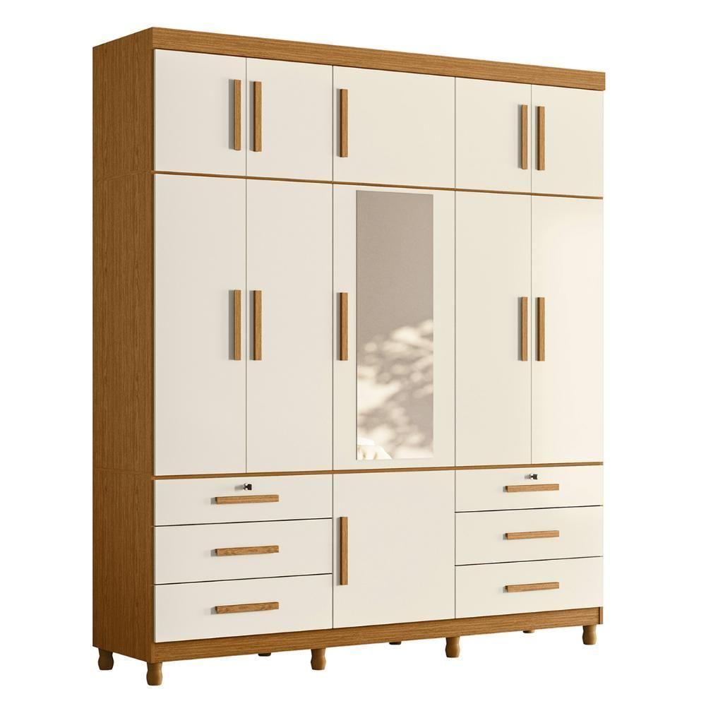 Guarda Roupa Casal 201cm 11 Portas Thony A02 Off/cinamomo - Mpozenato - 1