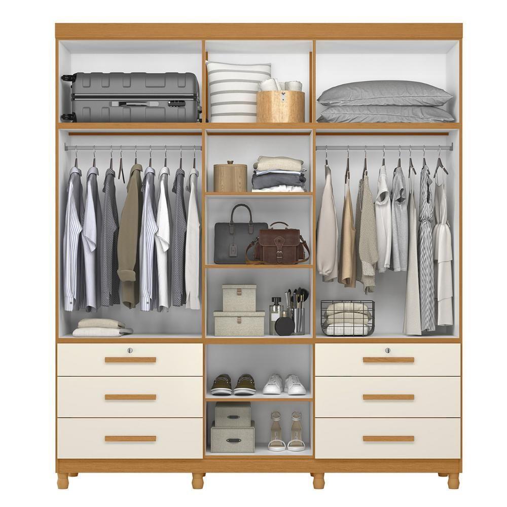 Guarda Roupa Casal 201cm 11 Portas Thony A02 Off/cinamomo - Mpozenato - 5