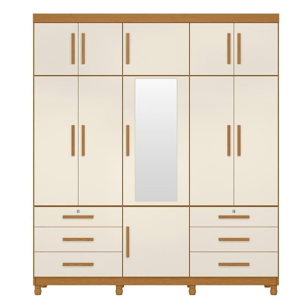 Guarda Roupa Casal 201cm 11 Portas Thony A02 Off/cinamomo - Mpozenato - 6