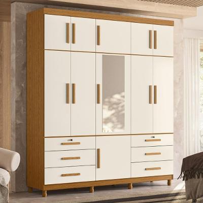 Guarda Roupa Casal Thony A02 11 Portas de Bater 6 Gavetas Off-Cinamomo Mpozenato