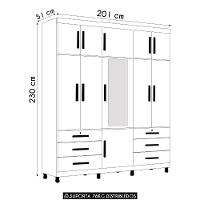 Guarda Roupa Casal 201cm 11 Portas Thony A02 Off/cinamomo - Mpozenato
