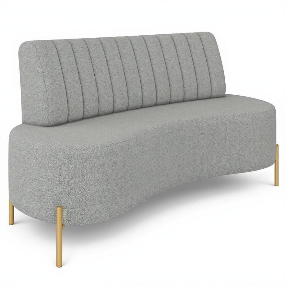 Sofá 2 Lugares 135cm Pés Aço Dourado Tamar Boucle Cinza Z08 - Mpozenato - 2