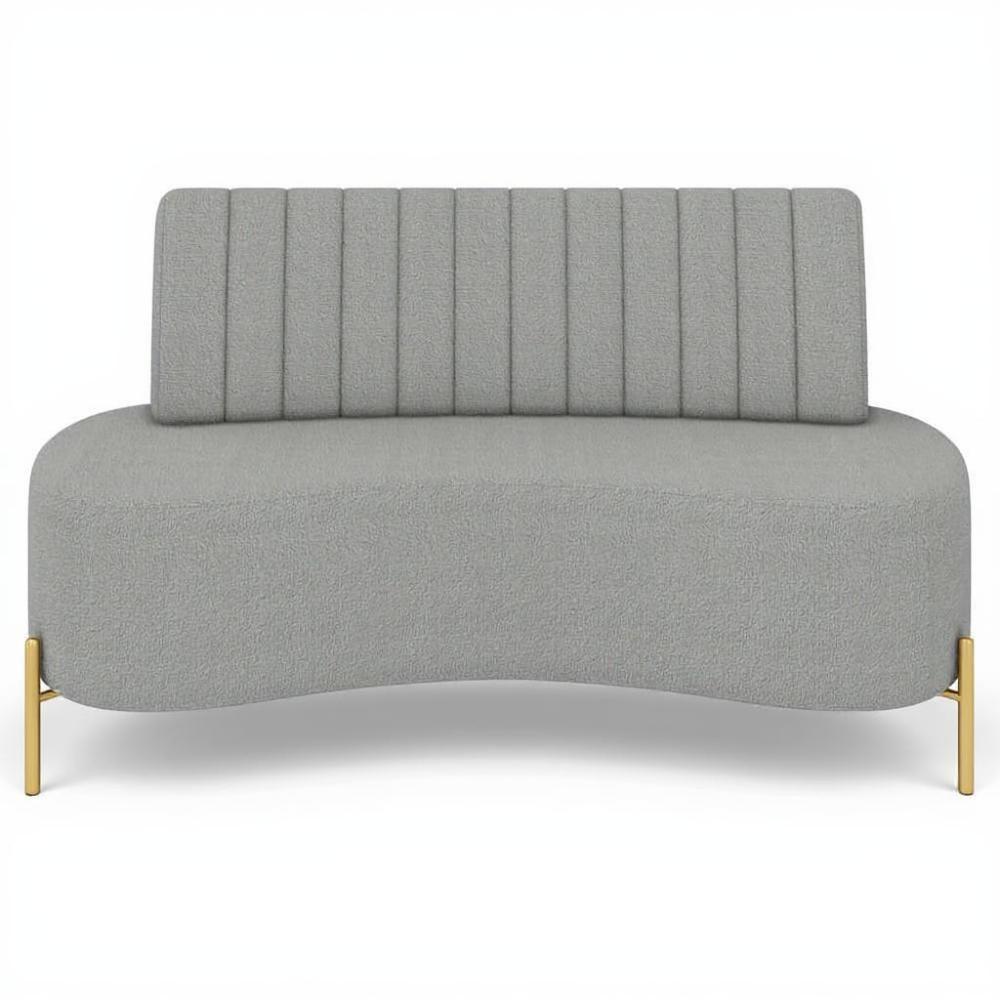 Sofá 2 Lugares 135cm Pés Aço Dourado Tamar Boucle Cinza Z08 - Mpozenato - 5