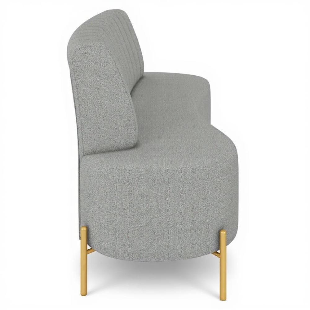 Sofá 2 Lugares 135cm Pés Aço Dourado Tamar Boucle Cinza Z08 - Mpozenato - 6