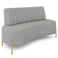 Sofá 2 Lugares 135cm Pés Aço Dourado Tamar Boucle Cinza Z08 - Mpozenato - 2