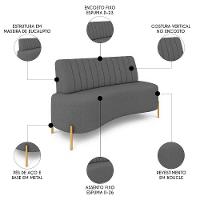 Sofá 2 Lugares 160cm Pés Aço Dourado Tamar Boucle Grafite Z08 - Mpozenato - 3