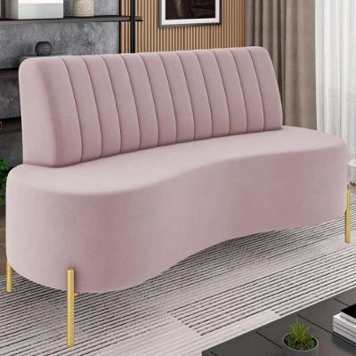 Sofá 2 Lugares 160cm Pés Aço Dourado Tamar Veludo Rosê Z08 - Mpozenato