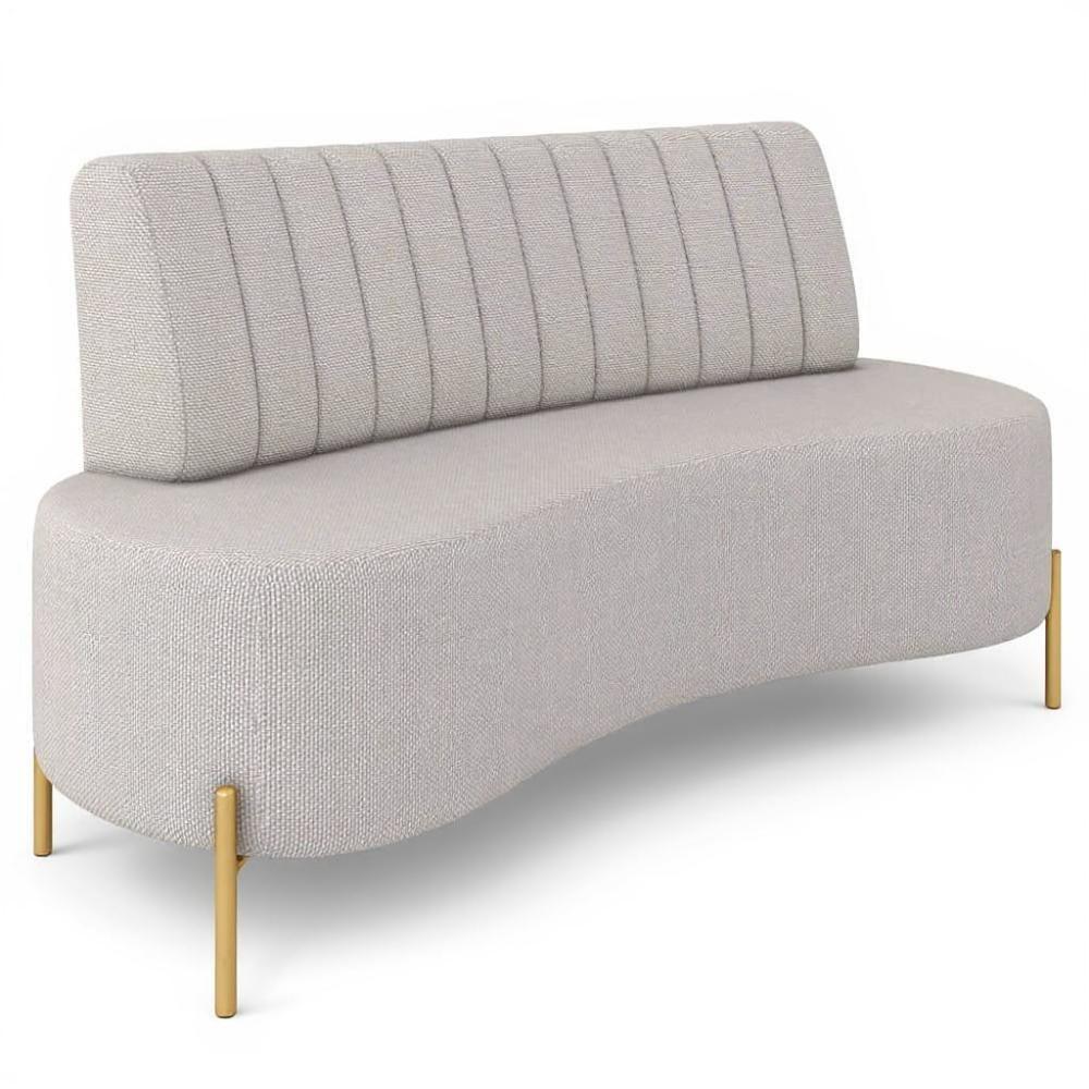 Sofá 2 Lugares 160cm Pés Aço Dourado Tamar Linho Areia Z08 - Mpozenato - 2