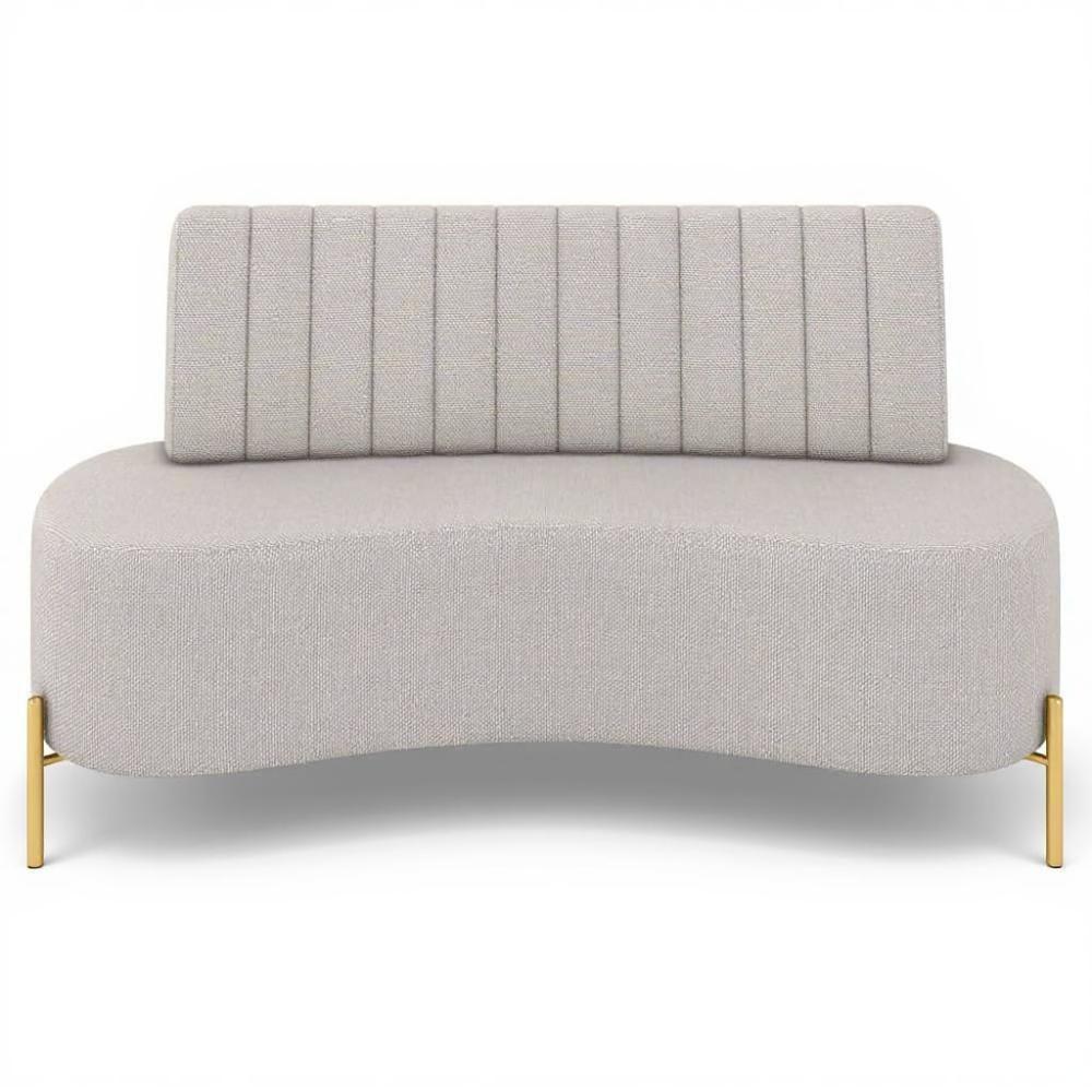 Sofá 2 Lugares 160cm Pés Aço Dourado Tamar Linho Areia Z08 - Mpozenato - 5