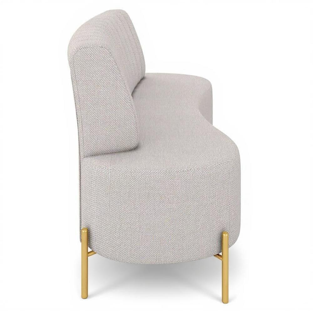 Sofá 2 Lugares 160cm Pés Aço Dourado Tamar Linho Areia Z08 - Mpozenato - 6