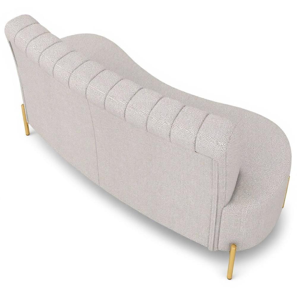 Sofá 2 Lugares 160cm Pés Aço Dourado Tamar Linho Areia Z08 - Mpozenato - 7