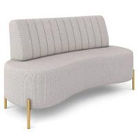 Sofá 2 Lugares 160cm Pés Aço Dourado Tamar Linho Areia Z08 - Mpozenato - 2